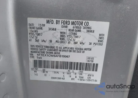 2010 Ford F-150 Stx/Xl из США, поврежденный, VIN 1FTEX1CW5AFB15067